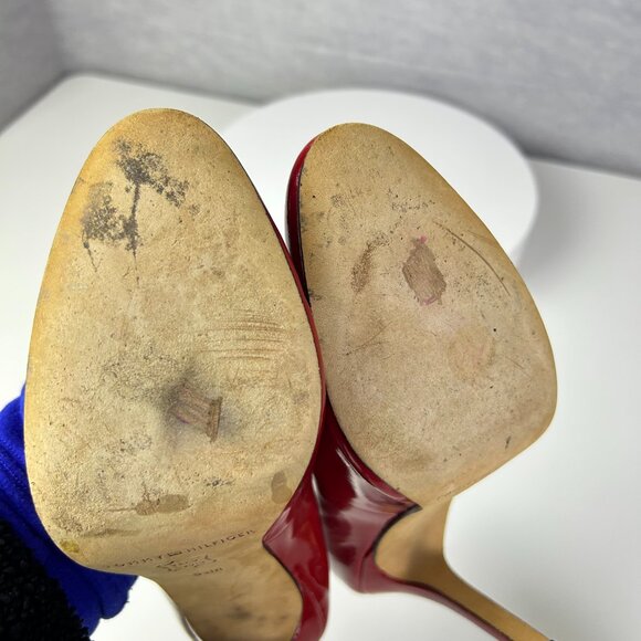 Tommy Hilfiger Red Almond Toe Patent Leather Stiletto Pumps Women's Size 8.5 - Picture 12 of 16